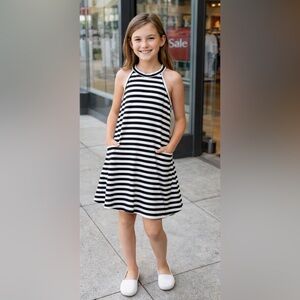 Harper Canyon Girls Black & White Striped Summer Dress 10/12